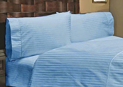 18" Super Deep Pocket Fitted Sheet King Stripe Blue Color 450 TC Egyptian Cotton