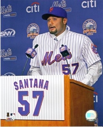 Johan Santana at Mets Press Conference 8x10 Photo