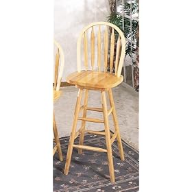 29H Arrow Back Windsor Bar Stool with Swivel Seat in All Natual Finish by AtHomeMart