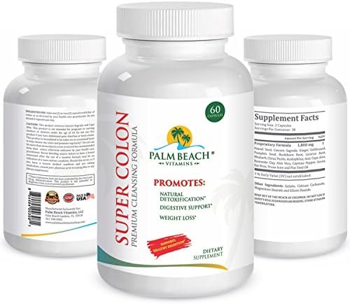 Super Colon Premium Cleansing Formula - 1800mg Blend of Natural ingredients that promote Detoxification and Digestive Support - 60 capsules