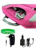 Dell Inspiron Mini 9 Inch 8.9 Inch Netbook Carrying Bag Case with 12v Car and Wall Charger - Magenta / Grey