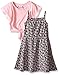 Dream Star Girls' Popover Tie Front Dress with Floral Printed Skirt- 2 Piece Set