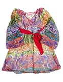 IMAGE OF Lipstik Girls - Girls Long Sleeve Retro Paisley Dress, Fucshia, Multi (Size 16)