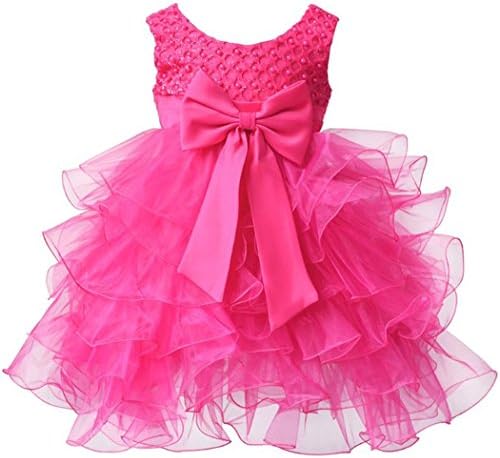 MQA Baby Girl's Summer Hot Pink Prom Bridesmaid Tutu Dresses Size 1-4 (1y, Hot Pink)