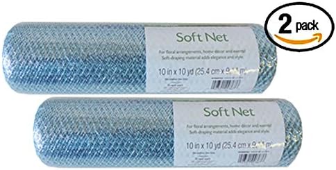 2 Pack Light Blue FloraCraft® 10 inch X 10 Yards Decorative Mesh Soft Net Silver Metallic Strands