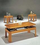 51wW1yQqcKL. SL160  3pc Coffee Table & End Table Set Light Oak Finish