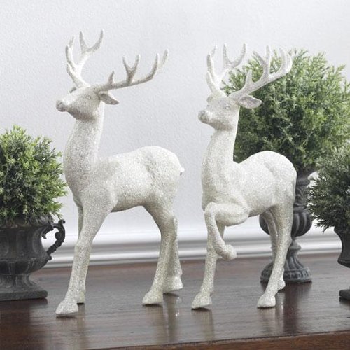 RAZ Imports Christmas Winter 12.5″ Glittered Deer Set of 2