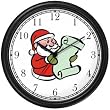 Santa Claus with List Christmas Theme Wall Clock by WatchBuddy Timepieces (Hunter Green Frame)