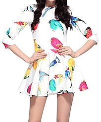 Polyester/Rayon/Spandex Floral Print Pleated Evening Dress/Bridesmaid Dress/Mini Dress 