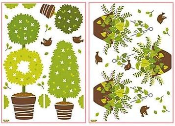 HSE Cute Cartoon Lovely Pot Plants Window Stickers - 2 Pics in One Piece