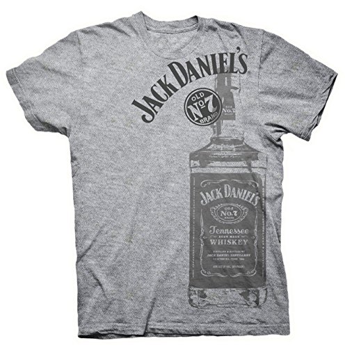 Jack Daniels Men's Daniel's Tennessee Whiskey Bottle T-Shirt Grey XX-Large