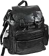 BLACK LEATHER PATCHWORK BACKPACK