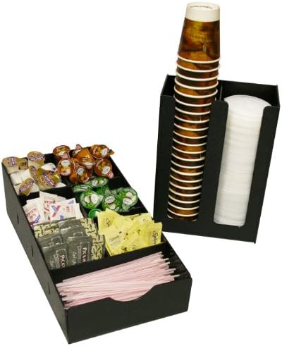 Coffee Organizer and Cup, Lid Holder 2 Piece Combo, One Price. Can be used Separately or Together. Perfect for Organizing Office Coffee Breakrooms , Customer Coffee Service in Lobbies, Churches &amp; Hotels. Only 8 1/2" Wide. Made in the USA! by PPM.