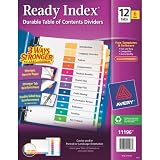 Avery Contemporary Ready Index 8 1/2 x 11 Inch Table of Contents Dividers, 12 tabs 6 Pack (11196)