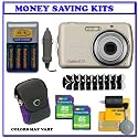 Pentax Optio E70 10MP Digital Camera with 3x Optical Zoom and 2.4 inch LCD (Gold) + Willoughby's Two (2) 2GB Travelers Package