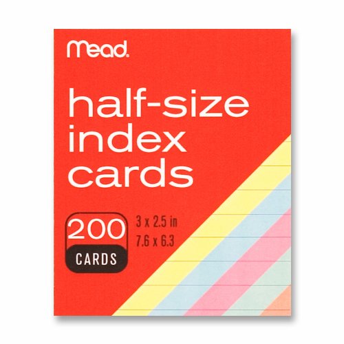 Mead Colored Index Cards, 3 X 2.5 Inches (63039) Mead Colored Index Cards, 3 X 2.5 Inches (63039)