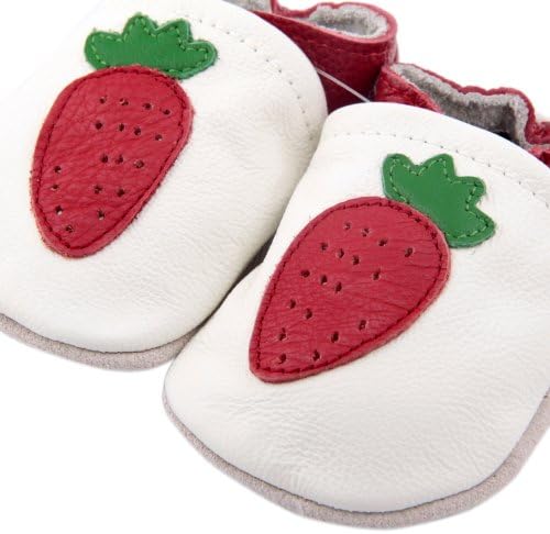 Kidzuu Soft Sole Baby Infant Leather Crib White Shoes Strawberry