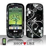 Rubberized Black Silver Vine Flower Butterfly Snap on Design Hard Case Face ....