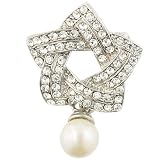 Star Studded And Dangling Faux Pearl Pin Brooch