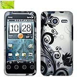 Black Flower Vine on Silver Design, Rubberized Coated Surface Hard Plastic  ....