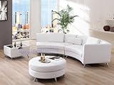 Modern Furniture White Leather Sectional Sofa with Ottoman and Bar Table