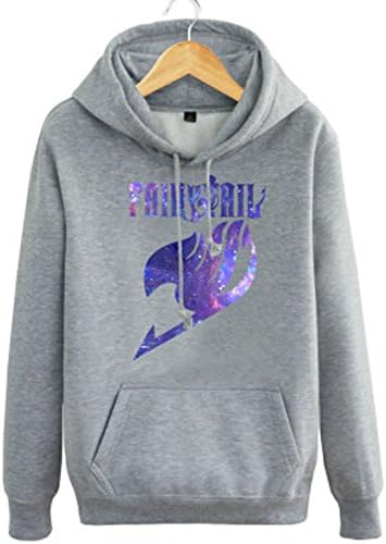 Unisex Anime Fairy Purple Tail Logo Costume Hoodie Pullover (S, Gray)