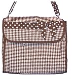 Diaper Bag - Brown & White Quilted Gingham Diaper Bag w/Polka Dot Trim