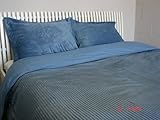 3PC Microplush Micro plush Duvet Set comforter cover King slate blue Stripe ....