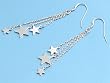 Sterling Silver Earrings - Stars - Rhodium Plated - 59 mm