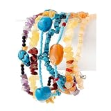 Gemstone Bead Bracelet, Wide 7 Strand, Adjustable