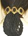 Hand Crocheted Black Rayon Cotton Gimp Small Dress Snood Mounted on French Barrette with Three Antique Gold with Onyx Pearl Buttons Hair Clip