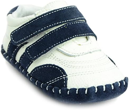 Kids Child Baby Boys Genuine Leather Moccasin Slip-on Sneakers Shoes, White Blue sz18