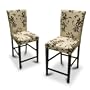 2 New Off White Beige Parson Bar Stools Chairs with a Floral Print and Cappuccino / Espresso Finish Legs