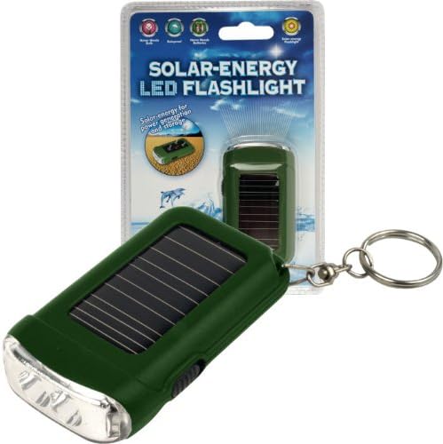 Trademark Global 72-72645GRN, Solar Energy LED Flashlight w/ Keychain - Green