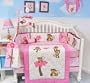 SoHo Pink Monkey Party Baby Crib Nursery Bedding Set 13 pcs included Diaper Bag with Changing Pad & Bottle Case
