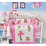 SoHo Pink Monkey Party Bedding Set 10 pcs