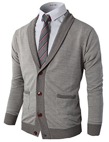 H2h mens basic shawl collar knitted cardigan sweaters with ribbin…