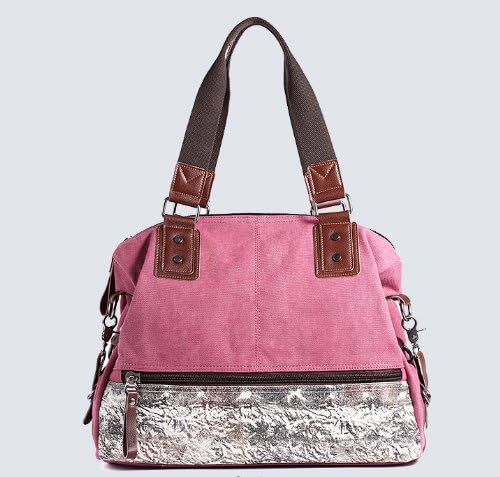 YSYT (TM) New Retro Style Women's bag Canvas+Leather Shoulder Bag Messenger Bag School Bag women Totes bag Portable Ipad laptop bag #405 --Red