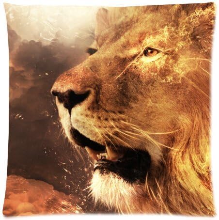 Space Nebula Universe Lion Pattern Retro Galaxy Tribal Patterned Beautiful Design Cushion Case Throw Pillow Covers 18x18 inch (one side)