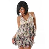 Eté Tunique babydoll mini robe tachée Jaune (578)
