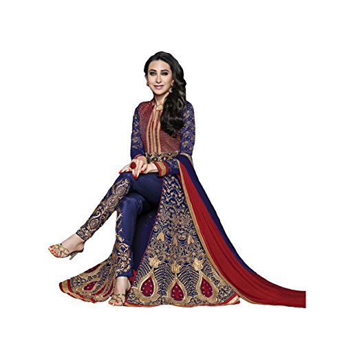 Ustaad Womens Blue Georgette Bollywood Wedding Indian Anarkali Dress Material