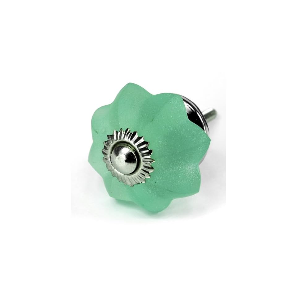 Green Frosted Glass Melon Cabinet Knobs Drawer Pulls Handles