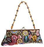 La Regale Art Deco Soft Clutch,Brown Multi,one size