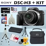 Sony Cybershot DSC-H3 8.1MP Digital Camera (Black) with 2GB Deluxe Accessory Bundle. Includes BG1 Replacement LiON Battery, 2GB Pro-Duo Memory Stick, USB Card Reader, Padded Digital Camera Carrying Case, Memory Card Wallet, Full Size 60