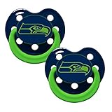 Seattle Seahawks Glow in Dark 2-Pack Baby Pacifier Set - 2014 NFL Infant Pacifiers by Baby Fanatic [