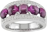 51wXFPpMN8L. SL160  14K White Gold Diamond Ring w/Cabochon Rhodolite Garnet