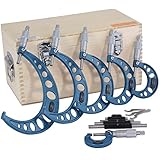 Anytime Tools 0-6" Premium OUTSIDE MICROMETER Machinist Tool Set Round Frame 0.0001" Precision Vernier Scale w/CARBIDE TIPS