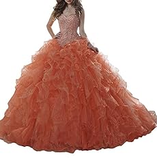 Material: Organza 
Occasion: Prom Dress  Quinceanera  
Skirt: Ball Gown 
Embellishments: Ruffles  
Size Category: Adult 
