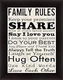 Family Rules Keep Your Promises Share Hug Often by Louise Carey Sign 14.5x18.5 in Art Print Framed