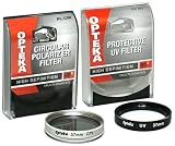 Opteka 37mm High Definition  Circular Polarizing + UV (0) Ultra Violet Haze Multi-Coated Glass Filter Kit